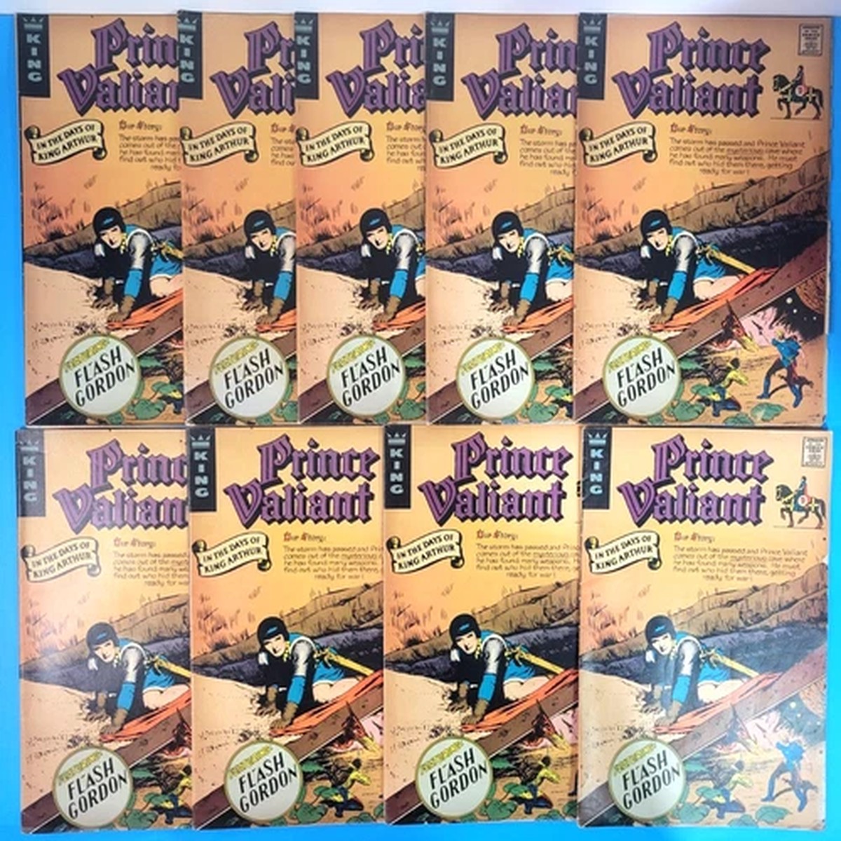 (9) King Comics Prince Valiant 1973 #R-8 Flash Gordon Vintage Lot