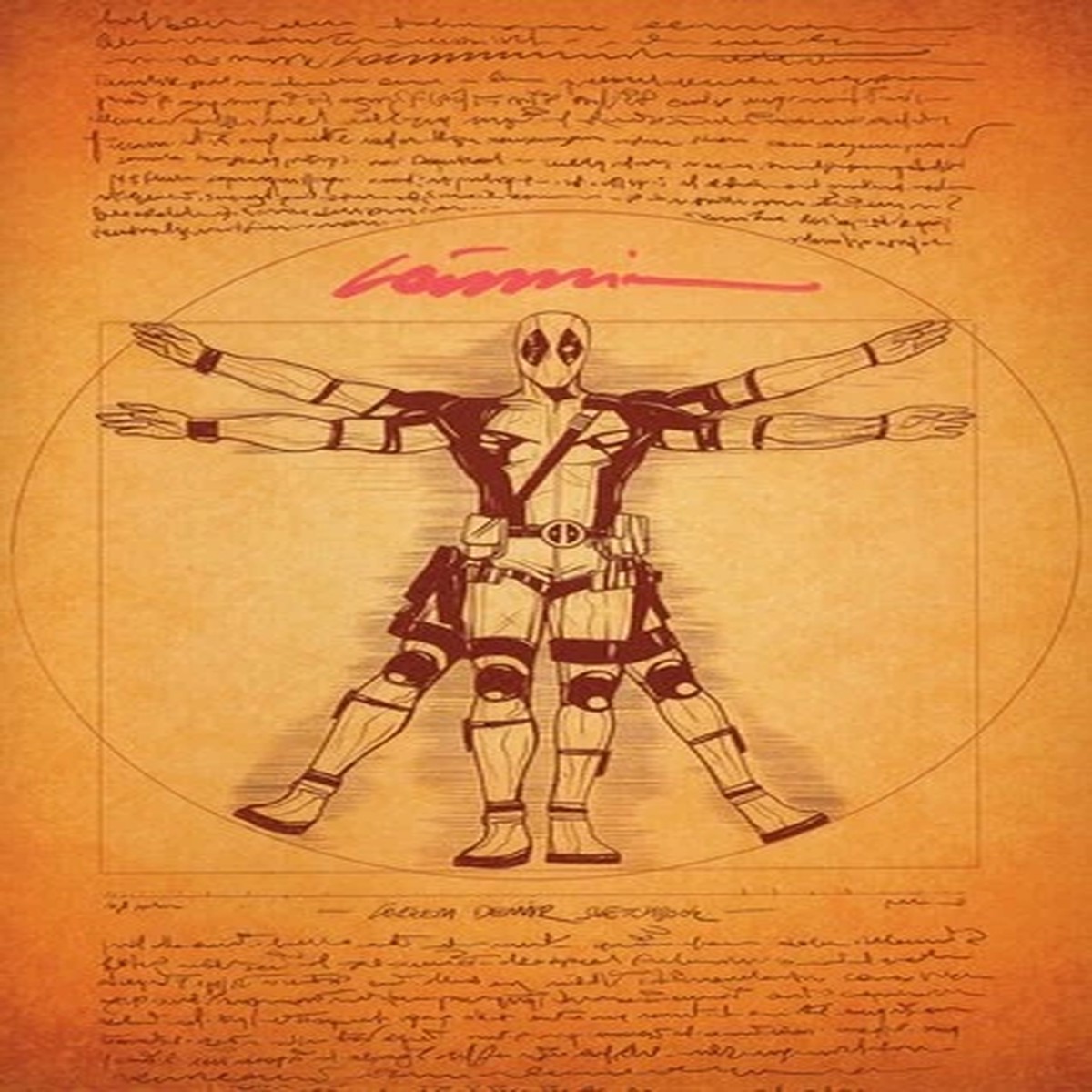 *Signed* Gorkem Demir Sketch Book Vitruvian Deadpool Trade Cover