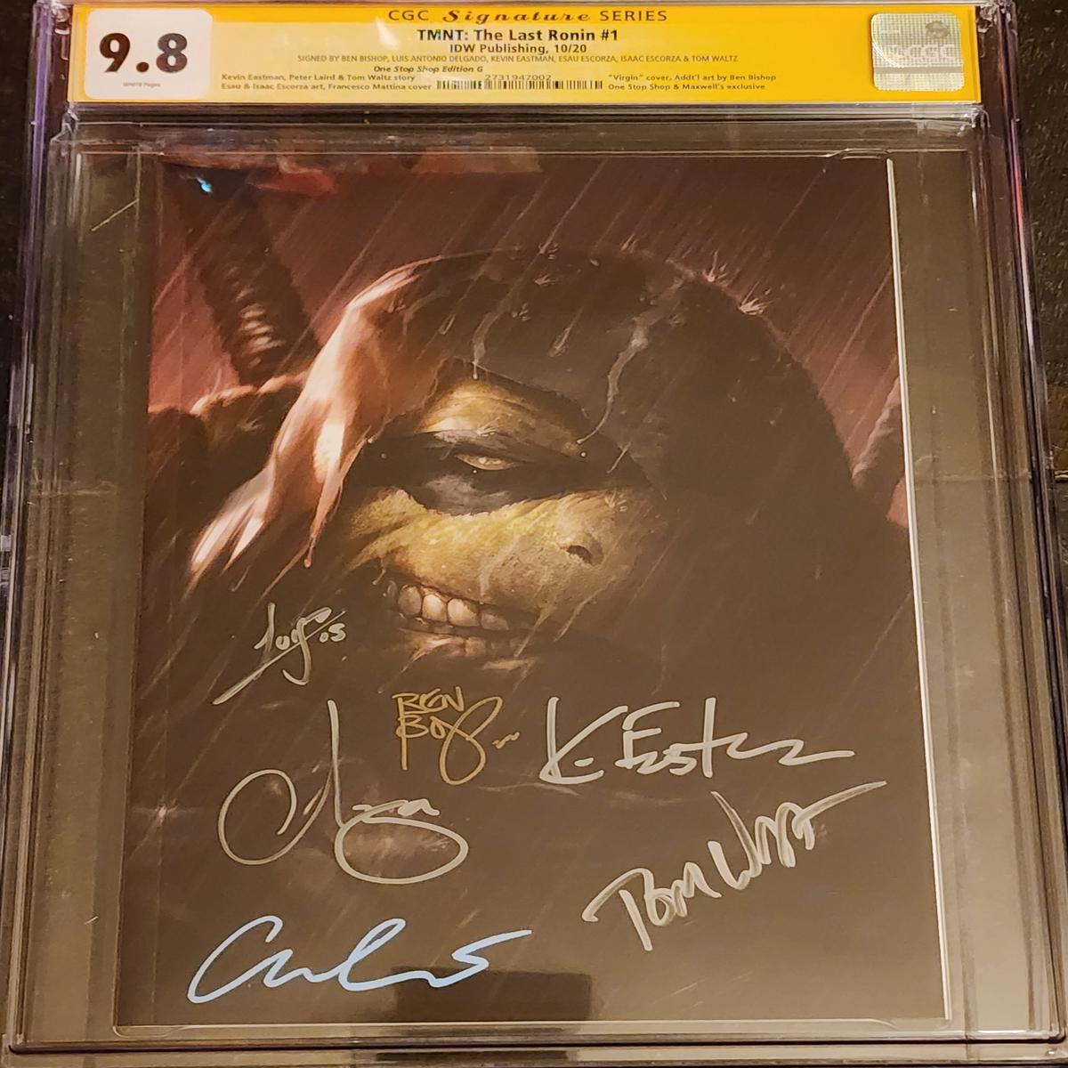 TEENAGE MUTANT NINJA TURTLES TMNT THE LAST RONIN #1 MATTINA WARRIOR VIRGIN 9.8 CGC SS SIGNED X 6
